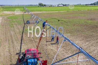 Center Pivot Irrigation Installation - Aerial Photography