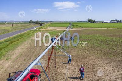 Center Pivot Irrigation Installation - Aerial Photography
