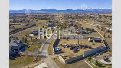 Oil Drilling In Colorado Neighborhood - Aerial Photography