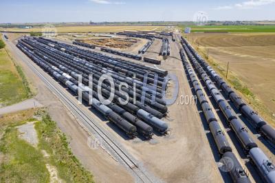Railroad Oil Tank Cars - Aerial Photography