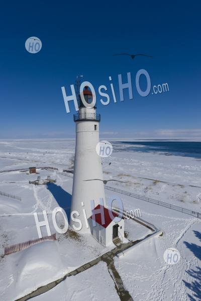 Fort Gratiot Lighthouse On Lake Huron - Aerial Photography