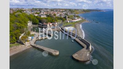 Aerial View Of Harbour At Dysart Conservation Village Outside Kirkcaldy In Fife, Scotland ,Uk - Aerial Photography