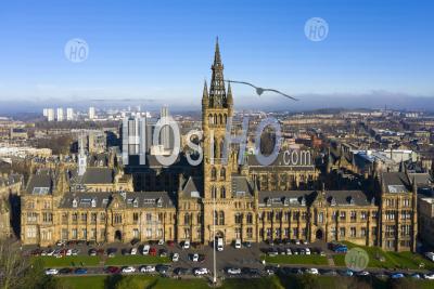 Vue Aérienne Des Bâtiments Gothiques De L'université De Glasgow, Écosse, Royaume-Uni - Photographie Aérienne