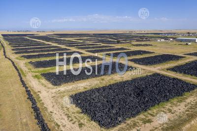 Tires Stored At Recycling Center - Aerial Photography