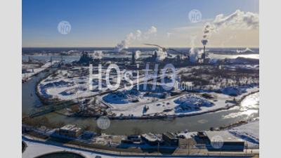 United States Steel Plant On Zug Island - Aerial Photography