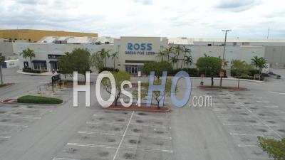 Ross Empty Front Door At The Dolphin Mall During Pandemic Isolation - Video Drone Footage