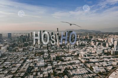 Vue Aérienne De Drone Du Centre-Ville De Los Angeles Sur Une Belle Journée Ensoleillée En Californie Hq