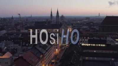 Munich, Germany In Autumn Winter With View On Famous Shopping Street Christmas Shopping In Germany, Aerial Shot Tilt Down Scenic - Video Drone Footage