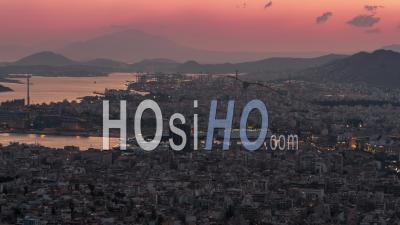 Establishing Aerial View Shot Of Athens, Port Of Piraeus, Greece - Video Drone Footage