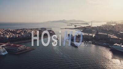 Establishing Aerial View Shot Of Athens, Port Of Piraeus, Late Afternoon, Greece - Video Drone Footage