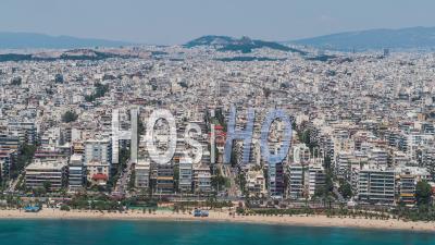 Aerial View Shot Of Athens, Waterfront - Video Drone Footage