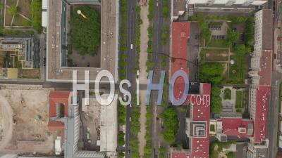 Aerial Overhead Birds Eye View Of Empty European City Street In Berlin Central During Coronavirus Covid-19 Pandemic On May 16th 2020 - Video Drone Footage