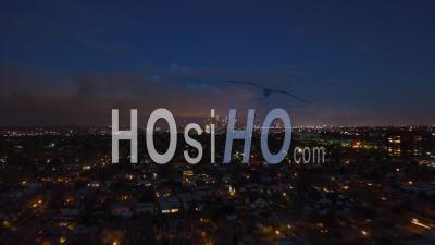 Aerial Hyper Lapse: Towards Downtown Los Angeles Day To Night Drone Time Lapse Transition 4k