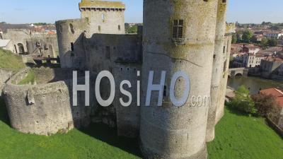 Clisson And Its Castle - Video Drone Footage In Spring