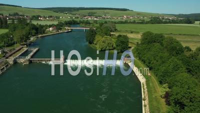 The Marne River In Champagne Vineyard At Chateau Thierry - Video Drone Footage