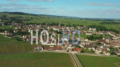 Aerial View Of The Village Of Meursault In Burgundy Filmed By Drone