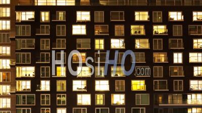 Timelapse Of A Modern Apartment Block At Night 