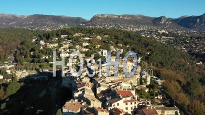 Village Of Saint-Paul-De-Vence In The Morning - Video Drone Footage