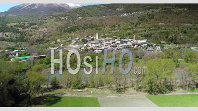 The Village Of Saint-Clement In The Durance Valley, Between Guillestre And Embrun, Hautes-Alpes, France, Viewed From Drone