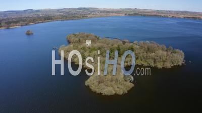 Lochleven Castle On Loch Leven In Scotland, Uk - Video Drone Footage
