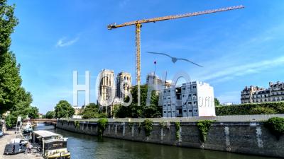 Timelapse Of Notre Dame De Paris And Construction Site