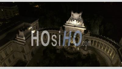 Palais Longchamps, Marseille By Night In Video 6k - Video Drone Footage