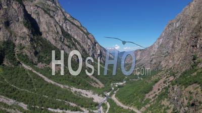 The Romanche Valley, Between The Grave And The Chambon, Hautes-Alpes, Viewed From Drone