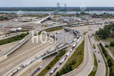Canadian Strike Causes Huge Delays At Border Crossings - Aerial Photography