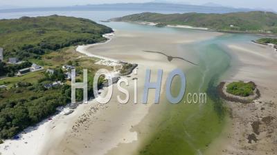 Silver Sands Of Morar In Scottish Highlands, Scotland, Uk - Video Drone Footage