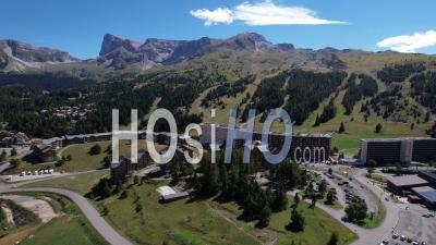 Super Dévoluy Ski Resort, In Summer, In The Devoluy Mountain Range, Hautes-Alpes, France, Viewed From Drone
