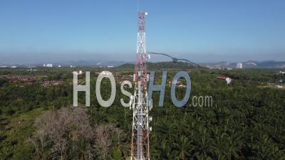 4g, 5g Telecommunication Tower In Rural Area - Video Drone Footage