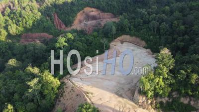 Drone View Deforestation Of Land Near The Jungle
