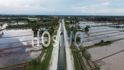 Aerial View Malays House At The Rural Road - Video Drone Footage