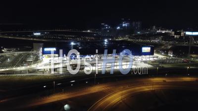 Aerial Night View Ikea Outlet At Night - Video Drone Footage