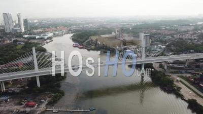 Aerial Prai River Bridge. It Is Part Of The Butterworth Outer Ring Road (borr) - Video Drone Footage