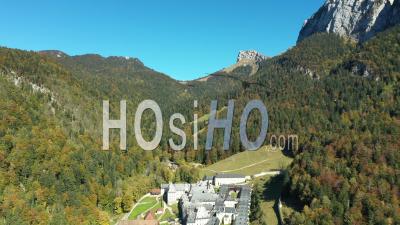 Grande Chartreuse Monastery, Pass Of The Ruchere And The Petit Som Summit, France, Drone Point Of View
