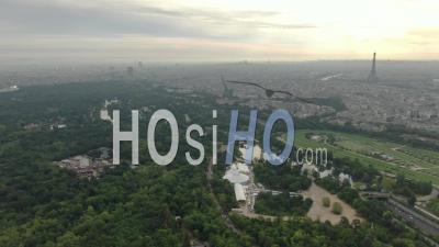 Paris, Parks And Neighborhoods In The Mist And Grazing Light, Aerial Footage - Video Drone Footage