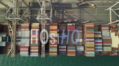 Loading A Cargo Ship In The Port Of Koper, Slovenia - Video Drone Footage