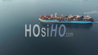 Ship Cargo In Navigation - Video Drone Footage