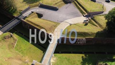 Fort De Leveau In Feignies In Summer With Sun - Video Drone Footage