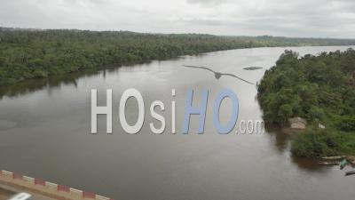 Bridge Over A River Near Douala. Cameroon - Video Drone Footage