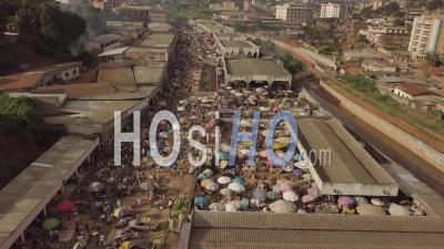 Mokolo Market In Yaounde, Cameroon - Video Drone Footage