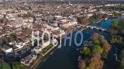 Establishing Aerial View Shot Of London Uk, United Kingdom, Richmond - Video Drone Footage