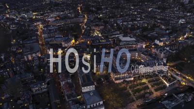 Establishing Aerial View Shot Of London Uk, United Kingdom, Richmond At Night Evening - Video Drone Footage