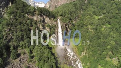 Foroglio Waterfall, Switzerland - Video Drone Footage