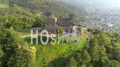 Castle Sasso Corbaro, Bellinzona, Switzerland - Video Drone Footage