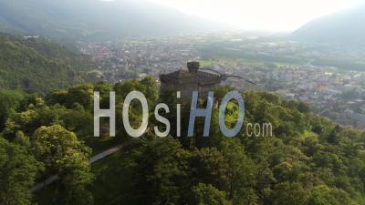 Castle Sasso Corbaro, Bellinzona, Switzerland - Video Drone Footage