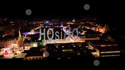 Christmas Lights In Montbeliard City - Aerial Photography