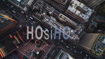 Overhead Top Down, Establishing Aerial View Shot Of London Uk, United Kingdom - Video Drone Footage