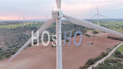 Wind Farm On Clay Strata - Video Drone Footage